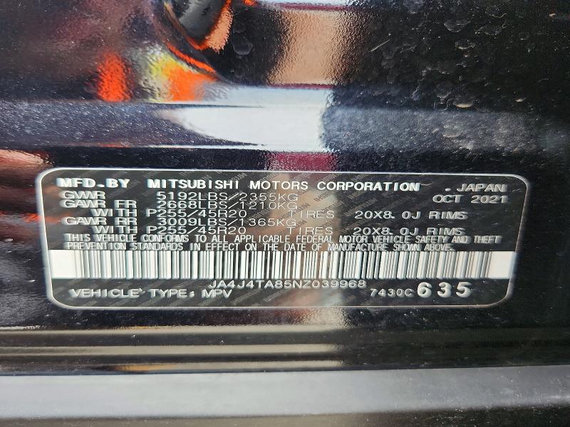 Aukcja sprzedaży 2022 Mitsubishi Outlander, vin: JA4J4TA85NZ039968, numer aukcji: 63843216
