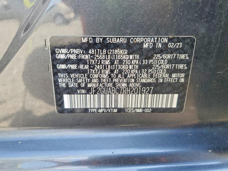 Продаж на аукціоні авто 2024 Subaru Crosstrek, vin: JF2GUABC7RH201927, номер лоту: 66058706