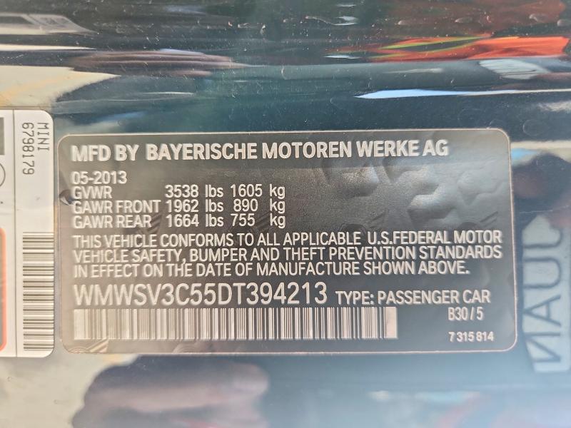 Aukcja sprzedaży 2013 Mini Cooper, vin: WMWSV3C55DT394213, numer aukcji: 63913666