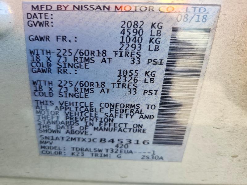 Aukcja sprzedaży 2018 Nissan Rogue, vin: 5N1AT2MTXJC845316, numer aukcji: 64779706