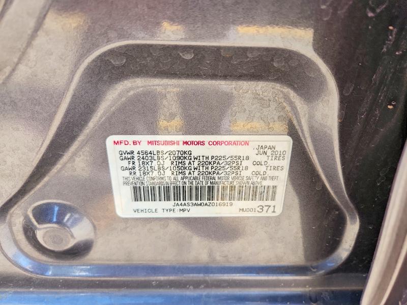 Продаж на аукціоні авто 2010 Mitsubishi Outlander, vin: JA4AS3AW0AZ016919, номер лоту: 65394526