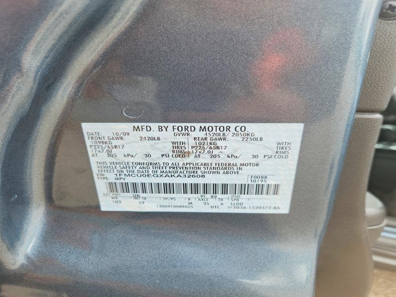 2010 Ford Escape მანქანა იყიდება აუქციონზე, vin: 1FMCU0EGXAKA32608, აუქციონის ნომერი: 65753106