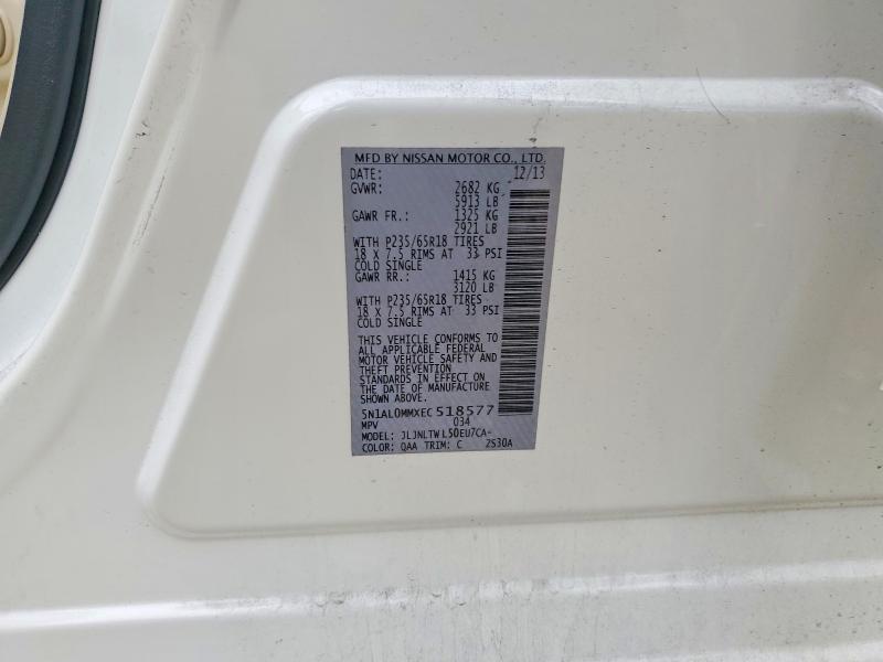 2014 Infiniti Qx60 მანქანა იყიდება აუქციონზე, vin: 5N1AL0MMXEC518577, აუქციონის ნომერი: 67035316