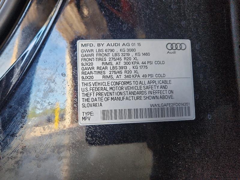 Продажа на аукционе авто 2015 Audi Q7, vin: WA1LGAFE2FD014351, номер лота: 66359706
