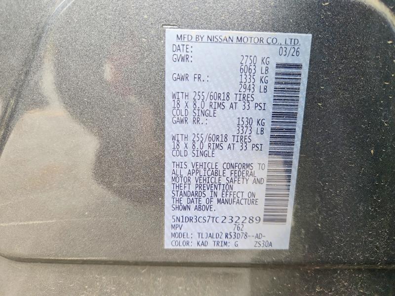 Продаж на аукціоні авто 2026 Nissan Pathfinder, vin: 5N1DR3CS7TC232289, номер лоту: 63618186