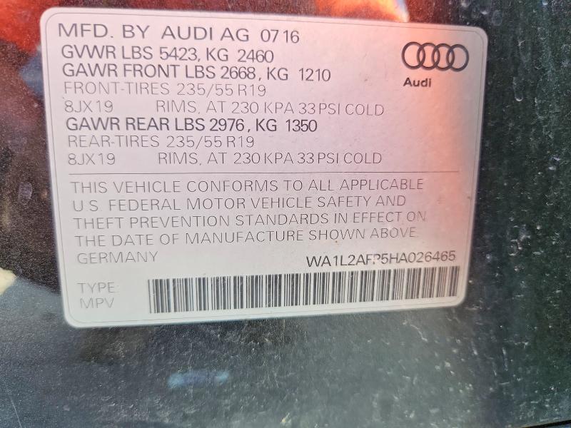 67117686 :رقم المزاد ، WA1L2AFP5HA026465 vin ، 2017 Audi Q5 مزاد بيع