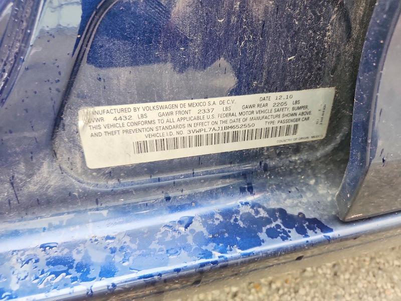 2011 Volkswagen Jetta მანქანა იყიდება აუქციონზე, vin: 3VWPL7AJ1BM652550, აუქციონის ნომერი: 65711986