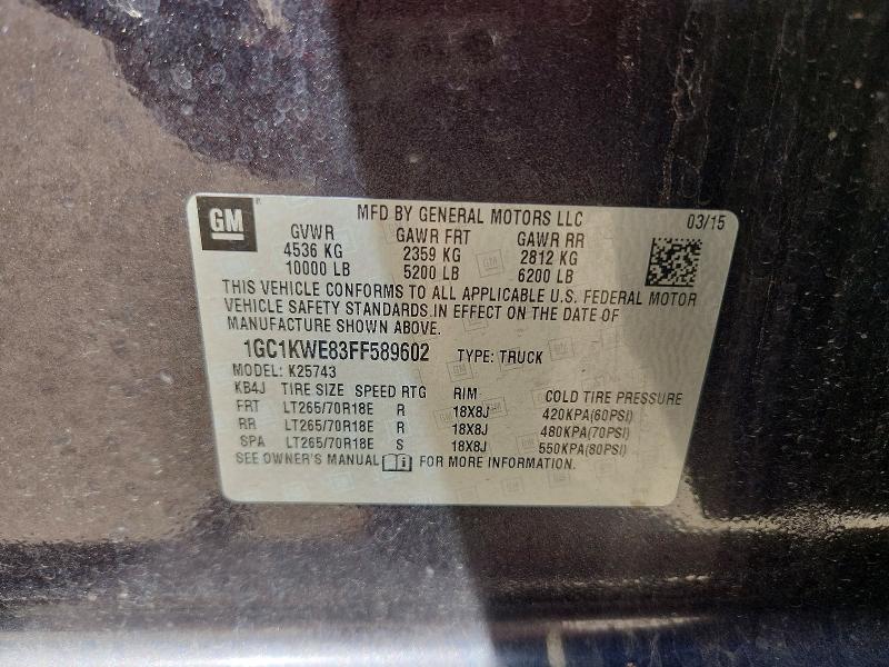 2015 Chevrolet Silverado მანქანა იყიდება აუქციონზე, vin: 1GC1KWE83FF589602, აუქციონის ნომერი: 62708956