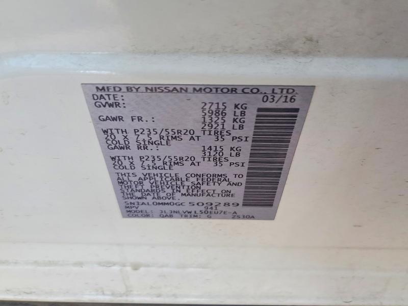 2016 Infiniti Qx60 მანქანა იყიდება აუქციონზე, vin: 5N1AL0MM0GC509289, აუქციონის ნომერი: 64984746
