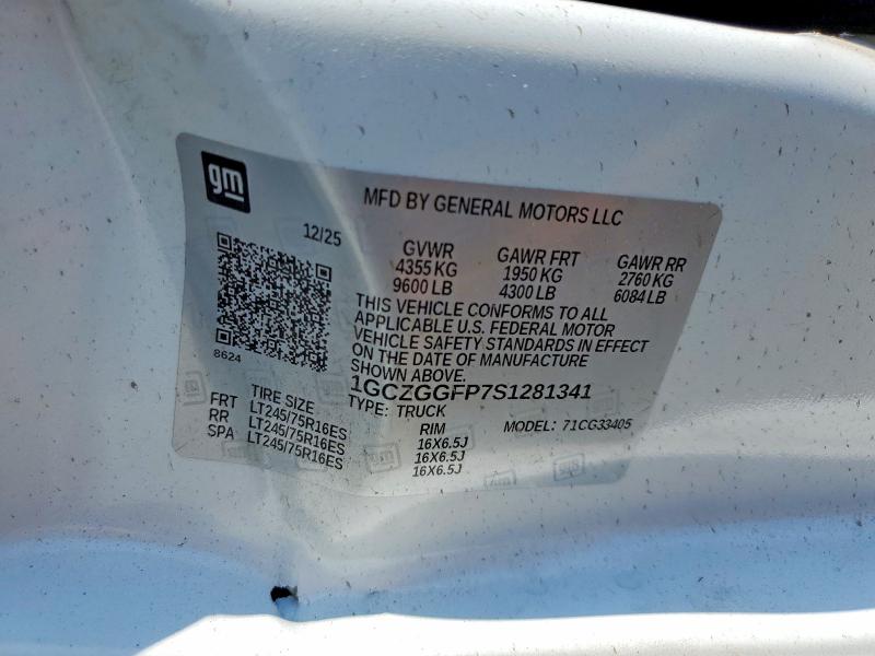 63895796 :رقم المزاد ، 1GCZGGFP7S1281341 vin ، 2025 Chevrolet Express G3500 مزاد بيع