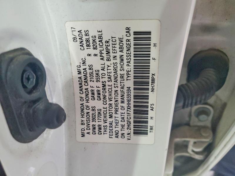 Продаж на аукціоні авто 2017 Honda Civic, vin: 2HGFC1F7XHH659594, номер лоту: 65120156