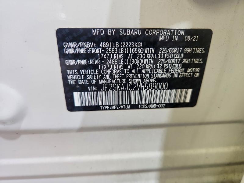 Продаж на аукціоні авто 2021 Subaru Forester, vin: JF2SKAJC2MH589000, номер лоту: 64375906