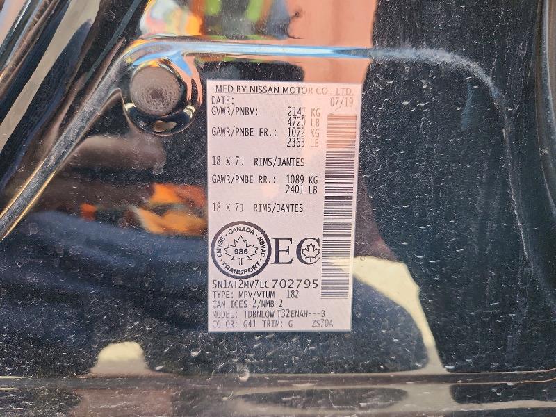2020 Nissan Rogue მანქანა იყიდება აუქციონზე, vin: 5N1AT2MV7LC702795, აუქციონის ნომერი: 64913956