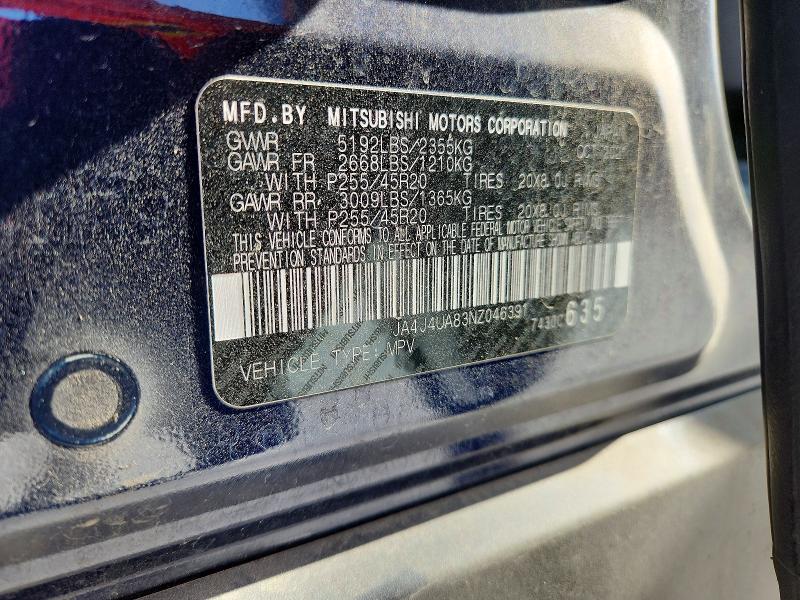 64815186 :رقم المزاد ، JA4J4UA83NZ046391 vin ، 2022 Mitsubishi Outlander مزاد بيع