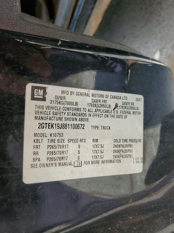 Aukcja sprzedaży 2008 Gmc Sierra, vin: 2GTEK19J881100672, numer aukcji: 65747476