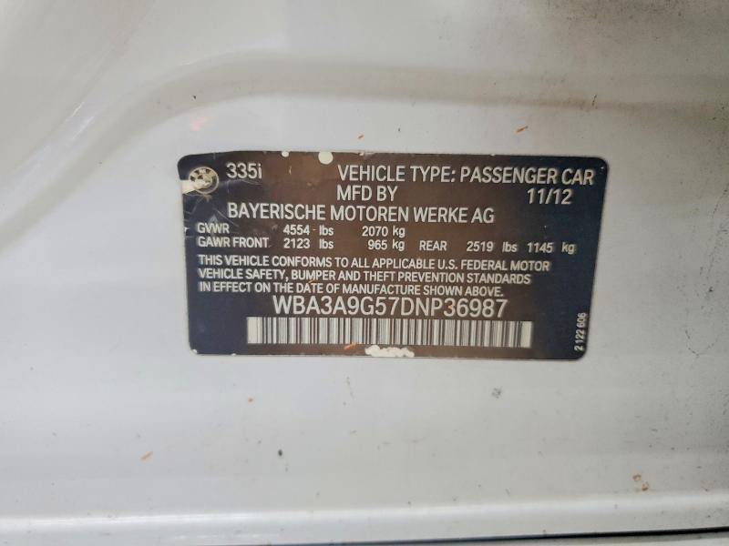 Продаж на аукціоні авто 2013 Bmw 335, vin: WBA3A9G57DNP36987, номер лоту: 63905246