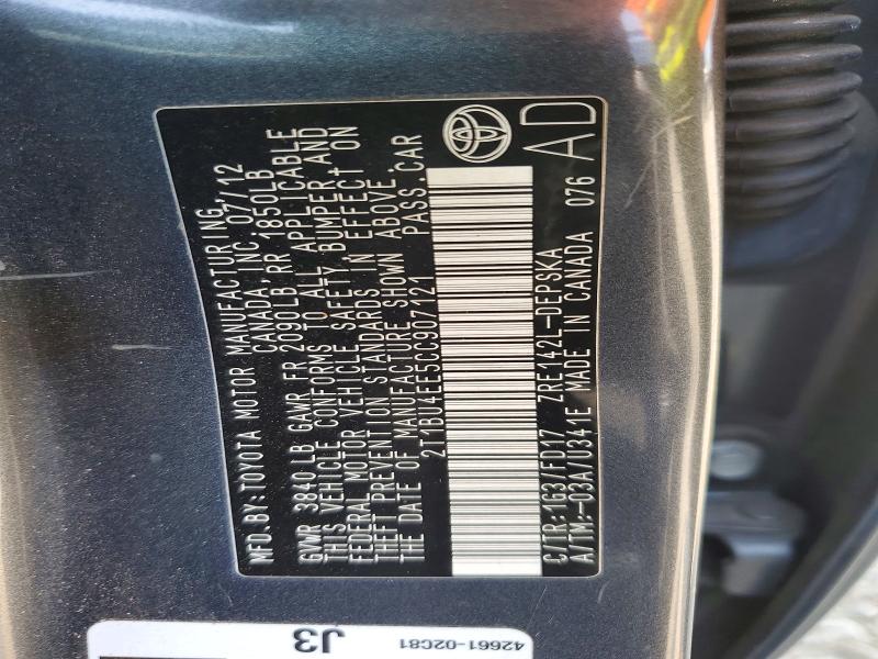 Aukcja sprzedaży 2012 Toyota Corolla, vin: 2T1BU4EE5CC907121, numer aukcji: 64977576