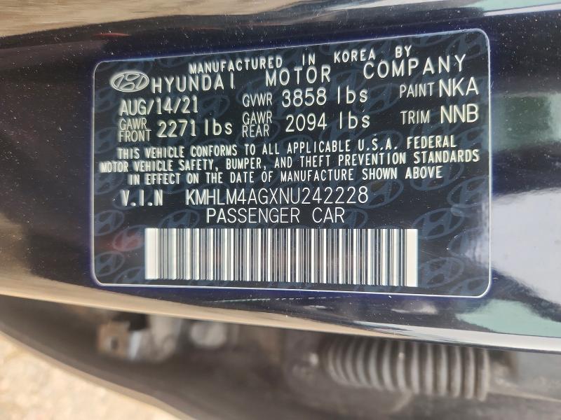 Auction sale of the 2022 Hyundai Elantra, vin: KMHLM4AGXNU242228, lot number: 64838856