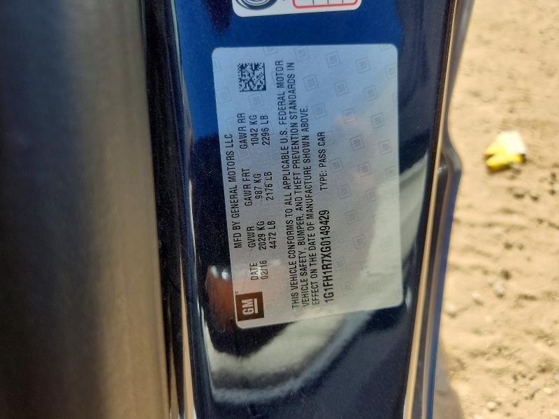 65933806 :رقم المزاد ، 1G1FH1R7XG0149429 vin ، 2016 Chevrolet Camaro مزاد بيع