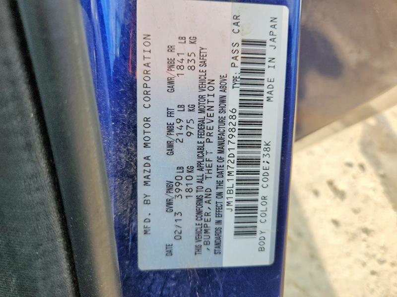 Продаж на аукціоні авто 2013 Mazda 3, vin: JM1BL1M72D1798286, номер лоту: 66082946