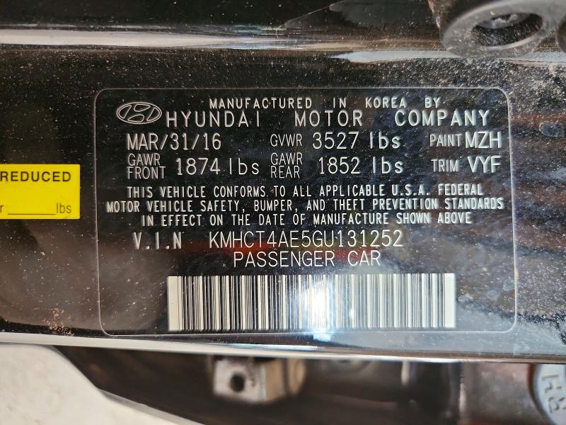 Aukcja sprzedaży 2016 Hyundai Accent, vin: KMHCT4AE5GU131252, numer aukcji: 65224056