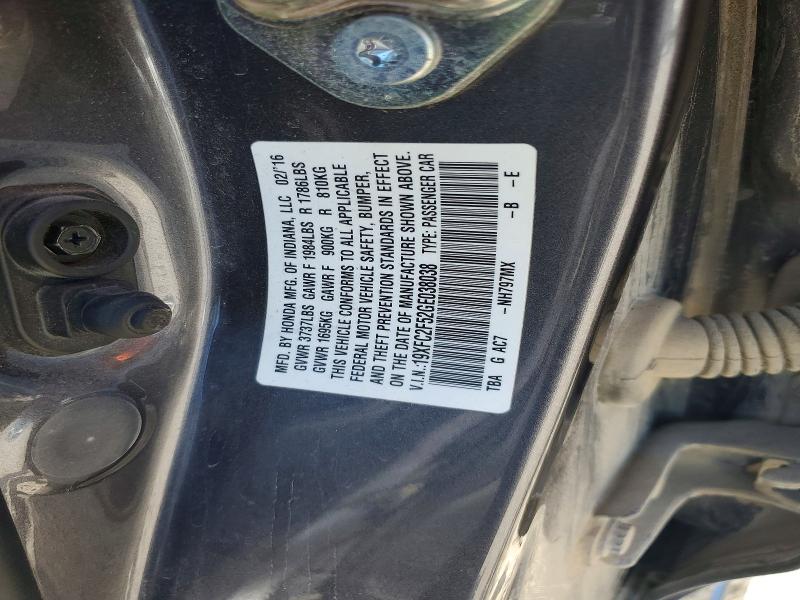 Aukcja sprzedaży 2016 Honda Civic, vin: 19XFC2F52GE038038, numer aukcji: 63676766