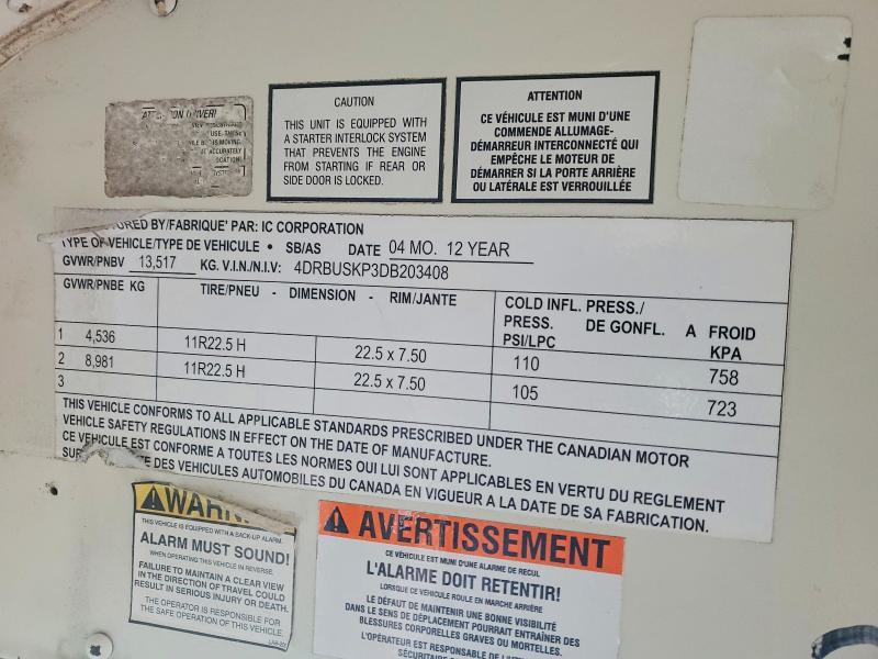 Aukcja sprzedaży 2013 Ic Corporation Ce Series School, vin: 4DRBUSKP3DB203408, numer aukcji: 48581866
