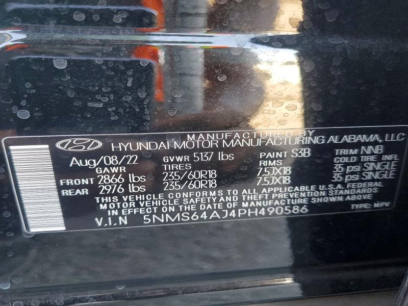 Продаж на аукціоні авто 2023 Hyundai Santa Fe, vin: 5NMS64AJ4PH490586, номер лоту: 64594426