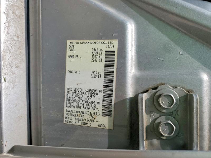 Aukcja sprzedaży 2010 Nissan Altima, vin: 1N4AL2AP4AN426917, numer aukcji: 64548426