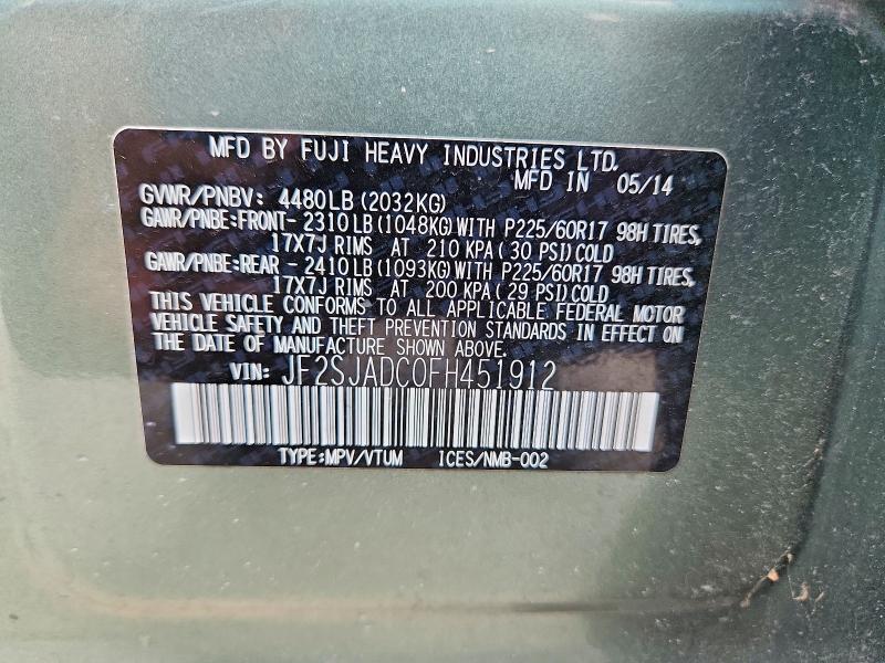 Продажа на аукционе авто 2015 Subaru Forester, vin: JF2SJADC0FH451912, номер лота: 63611386