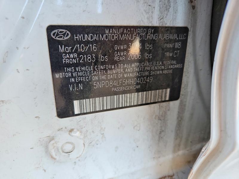2017 Hyundai Elantra მანქანა იყიდება აუქციონზე, vin: 5NPD84LF5HH040249, აუქციონის ნომერი: 63775566