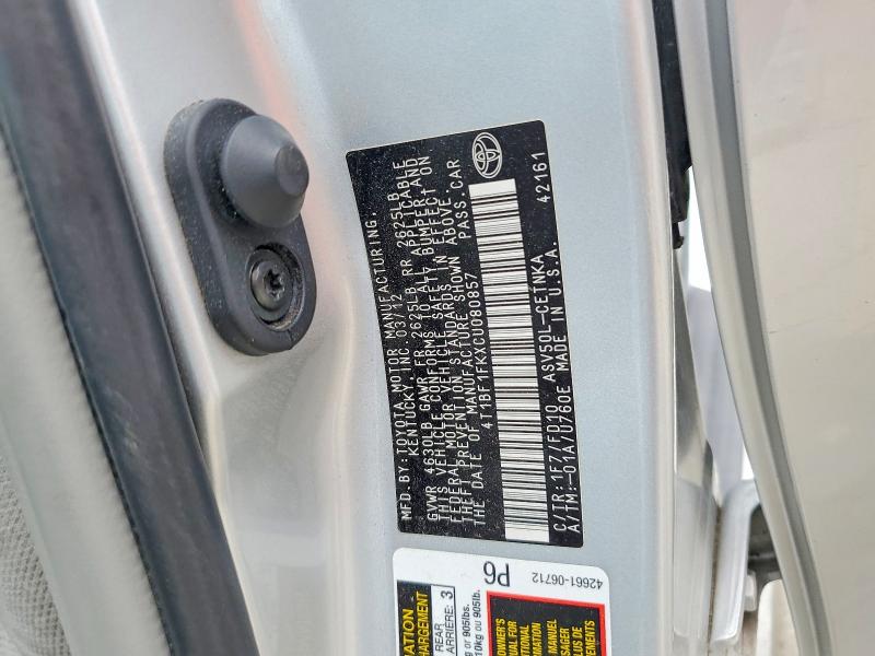 Продаж на аукціоні авто 2012 Toyota Camry, vin: 4T1BF1FKXCU080857, номер лоту: 65366676