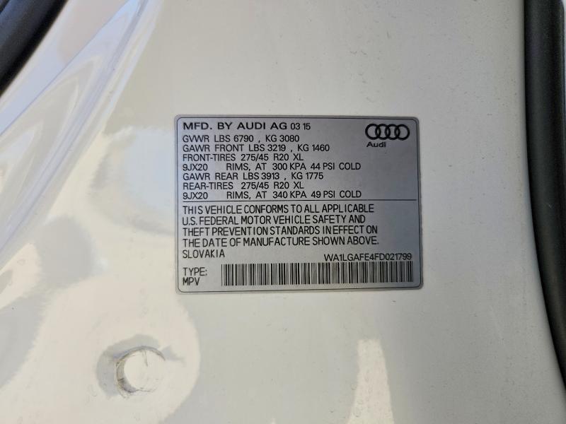 Aukcja sprzedaży 2015 Audi Q7, vin: WA1LGAFE4FD021799, numer aukcji: 63927786