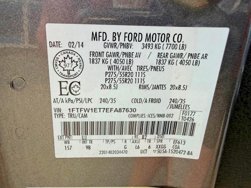 Продажа на аукционе авто 2014 Ford F150, vin: 1FTFW1ET7EFA87630, номер лота: 65624436