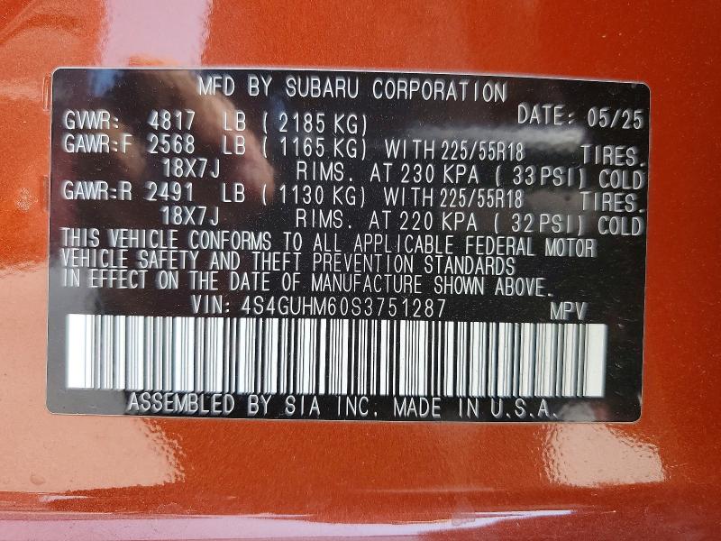 Продаж на аукціоні авто 2025 Subaru Crosstrek, vin: 4S4GUHM60S3751287, номер лоту: 64751186