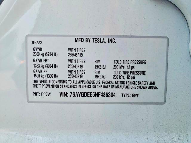 Aukcja sprzedaży 2022 Tesla Model Y, vin: 7SAYGDEE6NF486304, numer aukcji: 66037286