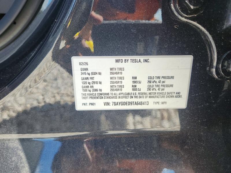Продажа на аукционе авто 2026 Tesla Model Y, vin: 7SAYGDED9TA648413, номер лота: 64411346