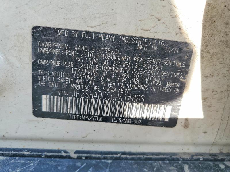 Продажа на аукционе авто 2012 Subaru Forester, vin: JF2SHADC0CH414866, номер лота: 66731136