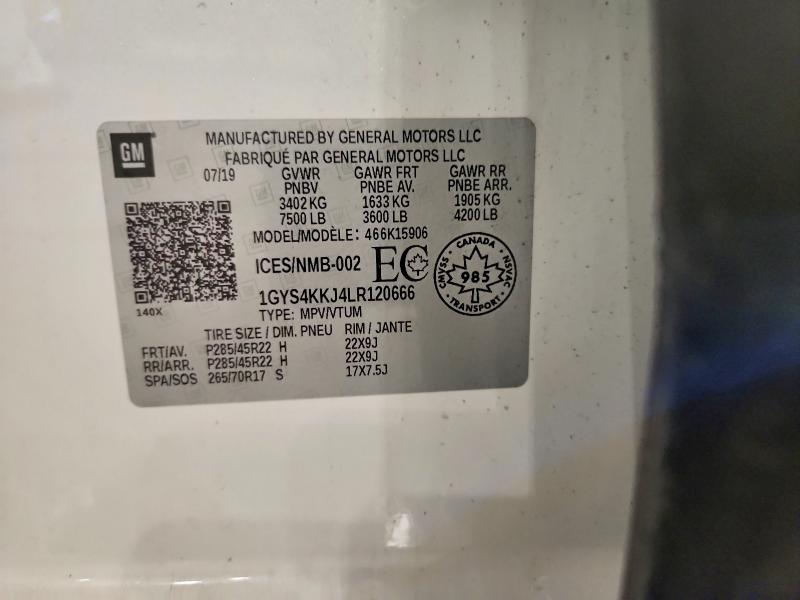 2020 Cadillac Escalade მანქანა იყიდება აუქციონზე, vin: 1GYS4KKJ4LR120666, აუქციონის ნომერი: 66366706