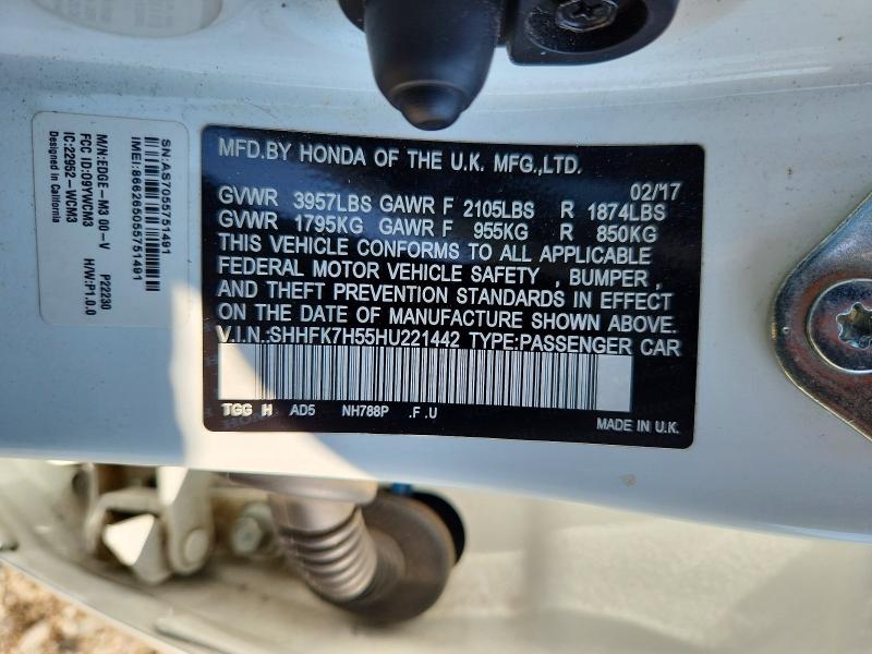 Aukcja sprzedaży 2017 Honda Civic, vin: SHHFK7H55HU221442, numer aukcji: 64456136