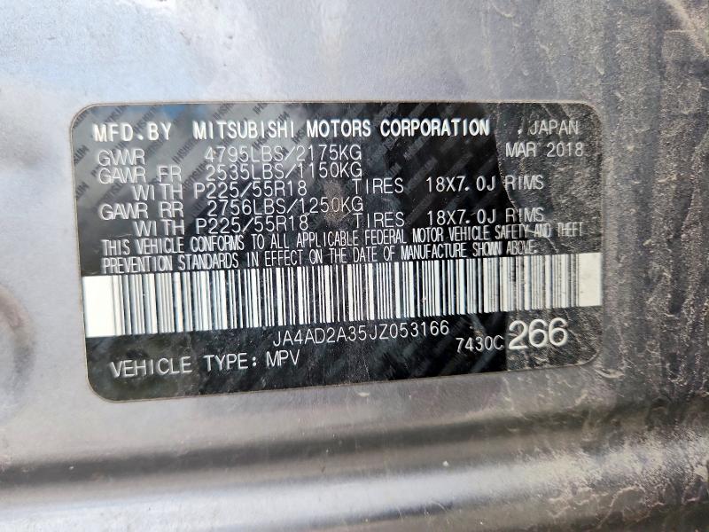 65345736 :رقم المزاد ، JA4AD2A35JZ053166 vin ، 2018 Mitsubishi Outlander مزاد بيع