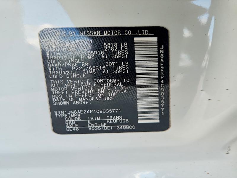Aukcja sprzedaży 2012 Nissan Quest, vin: JN8AE2KP4C9035771, numer aukcji: 64026246