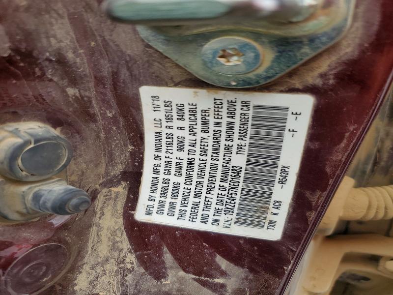 66696896 :رقم المزاد ، 19XZE4F57KE016483 vin ، 2019 Honda Insight مزاد بيع