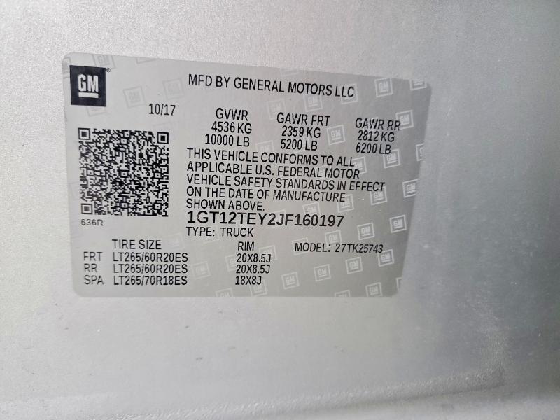 Aukcja sprzedaży 2018 Gmc Sierra, vin: 1GT12TEY2JF160197, numer aukcji: 66460636