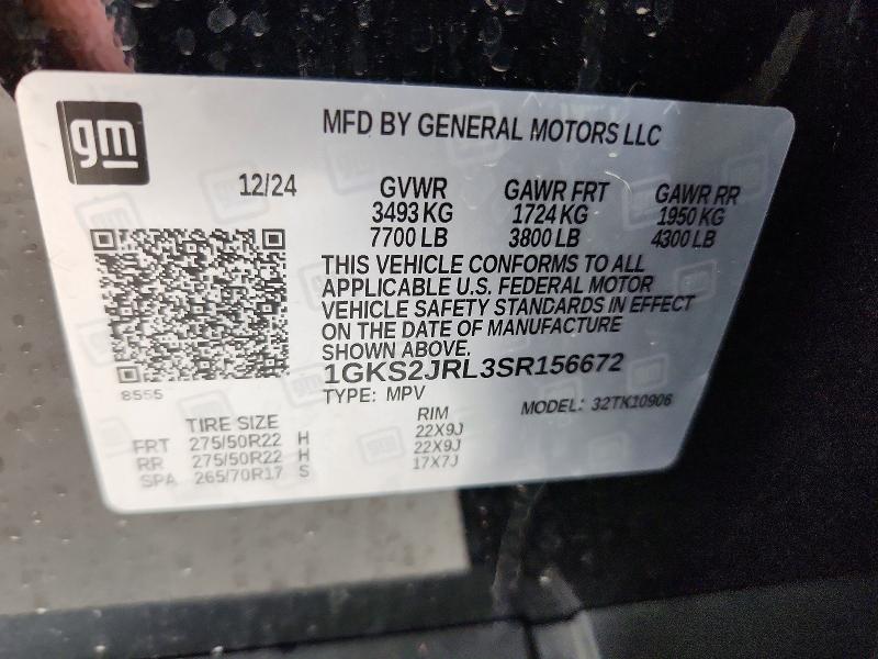 64130076 :رقم المزاد ، 1GKS2JRL3SR156672 vin ، 2025 Gmc Yukon Xl مزاد بيع