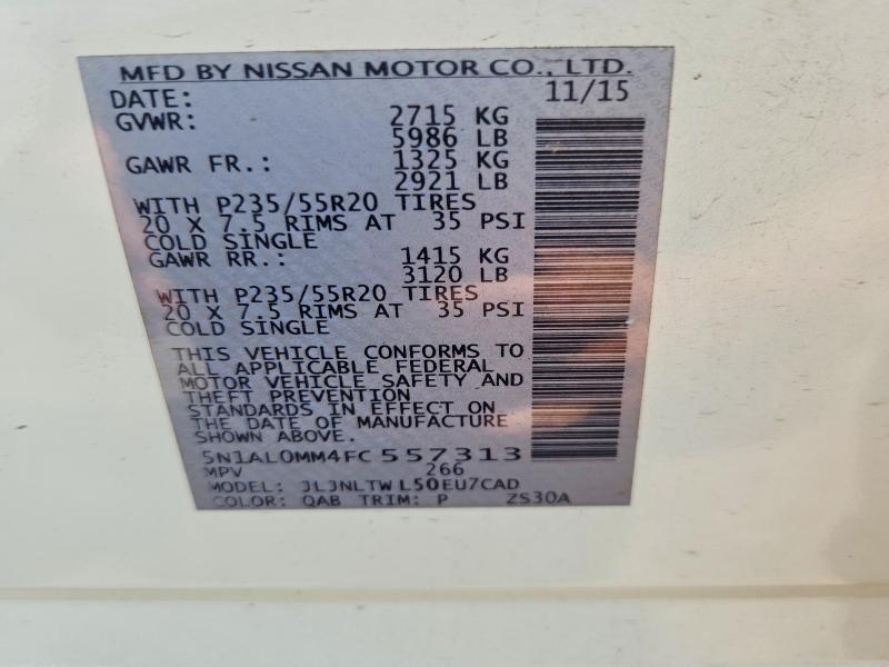 Продаж на аукціоні авто 2015 Infiniti Qx60, vin: 5N1AL0MM4FC557313, номер лоту: 64215176