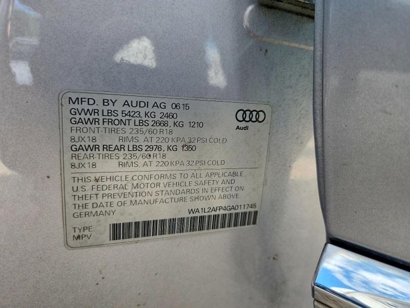Aukcja sprzedaży 2016 Audi Q5, vin: WA1L2AFP4GA011745, numer aukcji: 64089836
