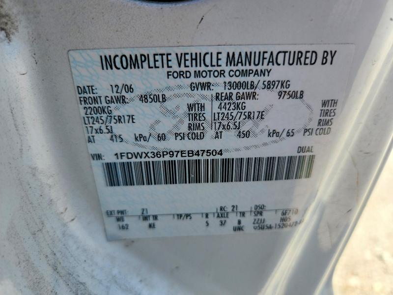 2007 Ford F350 მანქანა იყიდება აუქციონზე, vin: 1FDWX36P97EB47504, აუქციონის ნომერი: 65330026