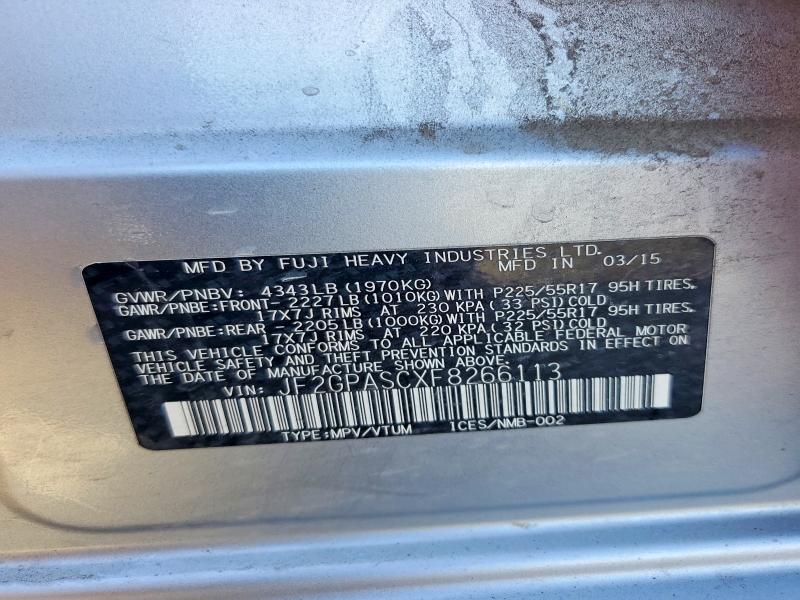 66594176 :رقم المزاد ، JF2GPASCXF8266113 vin ، 2015 Subaru Xv Crosstrek مزاد بيع