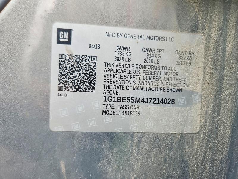 2018 Chevrolet Cruze მანქანა იყიდება აუქციონზე, vin: 1G1BE5SM4J7214028, აუქციონის ნომერი: 63347006